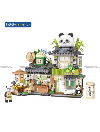 Đồ Chơi Lắp Ráp Mô Hình Tiệm Trà Gấu Trúc (Panda Tea Store) Hãng Loz